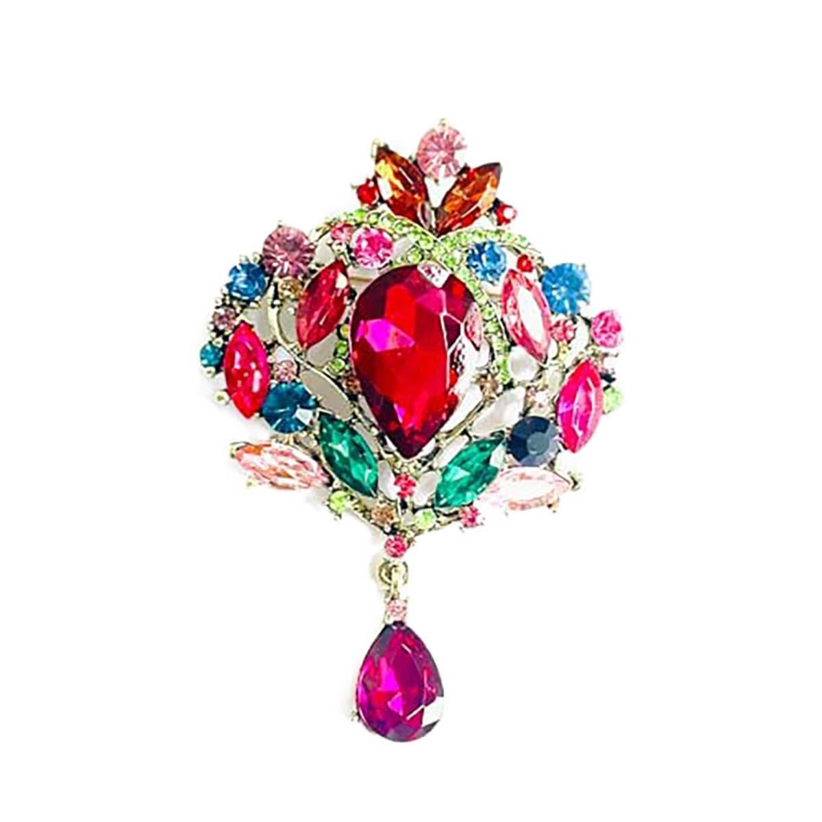 SYGA Womens Rhinestone Brooch Gorgeous Luxury Flower Colorful Crystal Brooch Teardrop Necklace Brooch Pin - WaterDrop (B0B2R8FJRH) Amazon Price History, Amazon Price Tracker