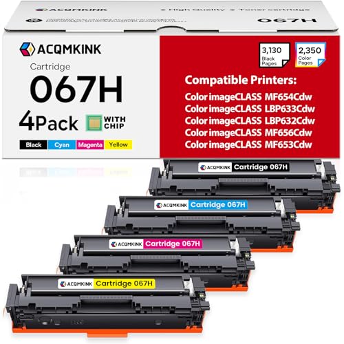 Image of Cartridge 067H CRG067H Toner Cartridge Set 4 Pack Replacement for Canon 067H Color imageCLASS MF656Cdw LBP633Cdw LBP632Cdw MF653Cdw MF654Cdw Printer Ink (1BK /1C /1M /1Y)