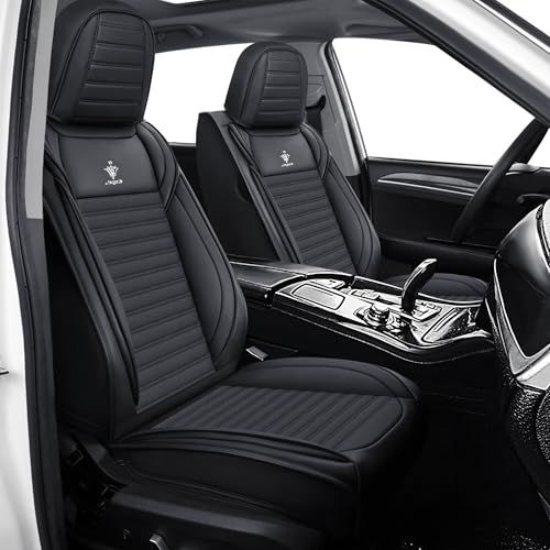 Car Seat Cover for Nissan Xterra 2000-2015 Full Coverage Nappa Leather Car Seat Protector, Fashion Anti-Slip Waterproof Breathable Easy to Install, Auto Interior Accessories(Front Seat,Black&Black)