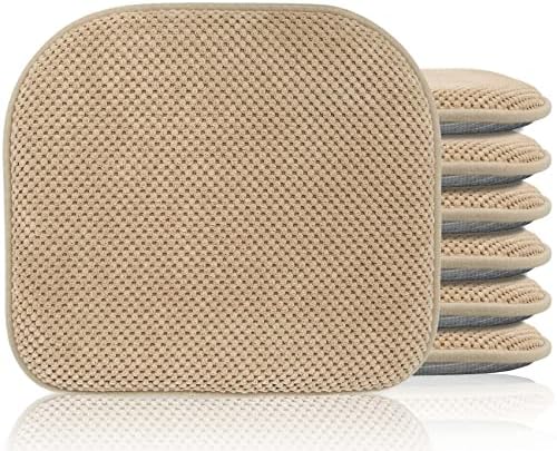 PRONOUS Memory Foam Chair Cushion Tufted U-Shaped Non Slip Washable Set of 2 Chairs Pads Seat Cushion for Home Room Kitchen Dining Office Desk Chairs Camel