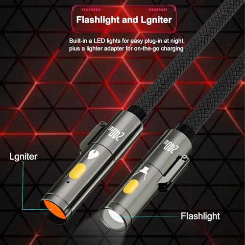 Tobetravel 240W USB C Cable, 3.9 Feet Nylon Braided 480Mbps Data Transfer, with LED Flashlight and Lgniter, Fast Charging for MacBook, iPhone 16 15 Pro Max, iPad, Galaxy S24 S23 and More - image 3