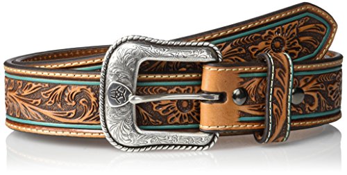 ARIAT Men's Floral Center Tirquoise Edge Western Belt