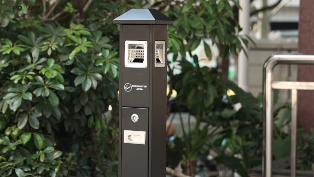 Image of Commercial Outdoor Waste Receptacle, 47.6 inch Stainless Steel, Lockable | Vertical Trash Can Ash Bin,4-sided Entry, Butts Receptacle, weather-resistant, for patios hotels offices sidewalks