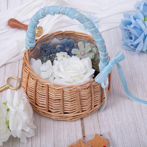 Image of QIANF Vintage Sky Blue Velvet Ribbon Christmas Ribbon for Gift Wrapping Crafts Christmas Tree Ornaments Garland Decorations, 3 /8 Inch X 25Yd