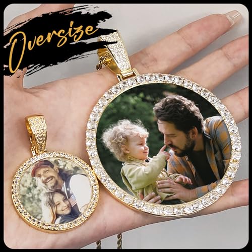 Oversize Pendant Custom Big Circle Chain for Men Women Personalized Large Photo Necklace Customized Memorial Necklace with Picture Hip Hop Jewelry Gifts3