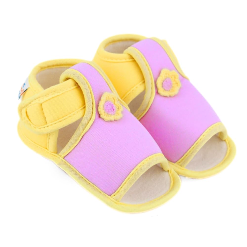 neska moda 6 To 12 Months Baby Girls Skin-friendly Cotton Floral Purple,Yellow Hook & Loop Sandal Booties-BT5544-picture-35