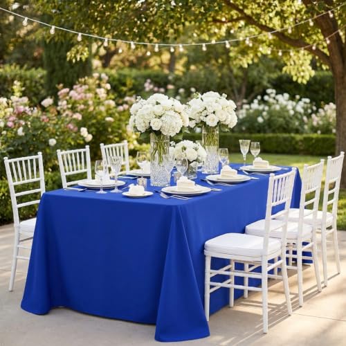 Image of sancua Rectangle Tablecloth for 6 Foot Tables, 90x132 Inch, Blue