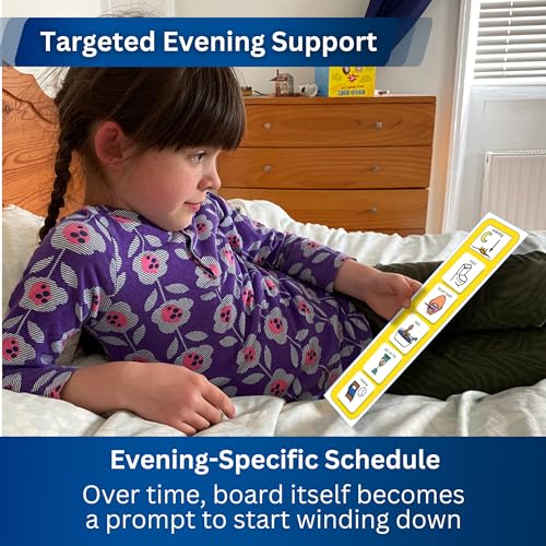 Visual Evening Routine – Premium Durable Plastic - Evening Bedtime Schedule Timetable Cards Compatible with PECs Symbols & Boardmaker PCS (ADHD, ASD, Autism, Kids) (English) - Image 3