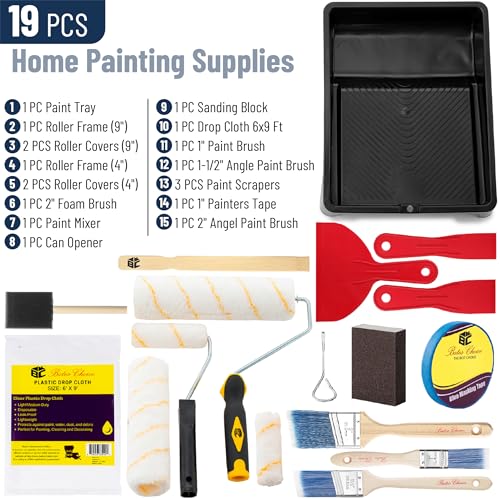 Bates- Paint Roller Kit, 19 pcs, Roller Set with Microfiber Sleeves & Frame | for Walls, Cabinets, Interior and Exterior Painting - Image 3