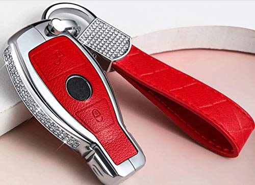 Coque pour clé avec strass de prestige pour télécommande Mercedes rouge 2 boutons