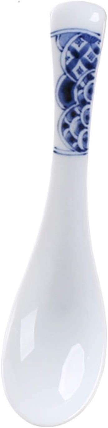 Scoop Ceramic Soup Spoon Japanese Style Extended Noodle Soup Spoon Tableware Porcelain Soup Spoon 6.7 Inches Long Soup Spoon (Color : F)