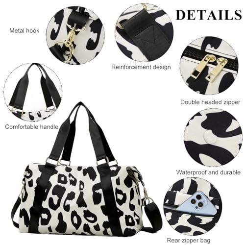 Image of PALAY Travel Bag Oxford Weekender Bags Large Capacity Waterproof Yoga Sports Bag Adjustable Cow Print Portable for Weekend Vacation