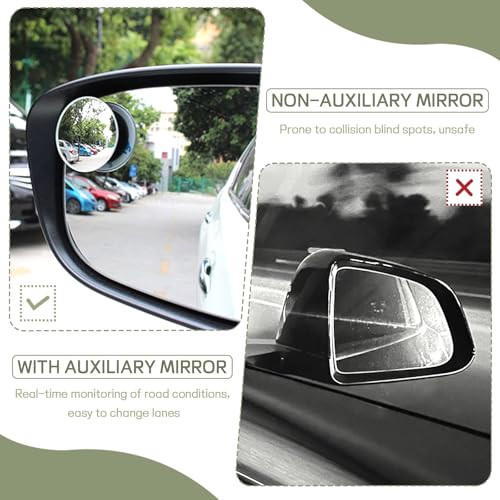 Ongfuwu 2PCS Blind Spot Mirror, Round HD Glass Frameless Convex Rear View Mirror, 360 Degree Adjustable Wide Angle Side Rear View Mirror for Cars SUVs Motorcycles Trucks