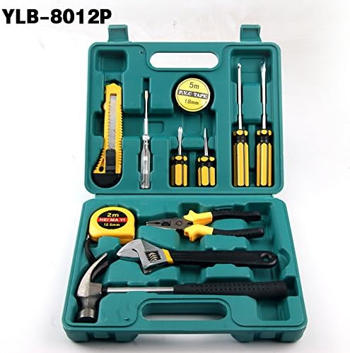12 in 1 Took Set Case Box Bag (6100 +-Screwdriver,6" Cutting pliers,8" monkey spanner,Claw hammer,2M Steel Tape,Utility knife,Digital Test Tester Pen,Electric tape, Case Box)