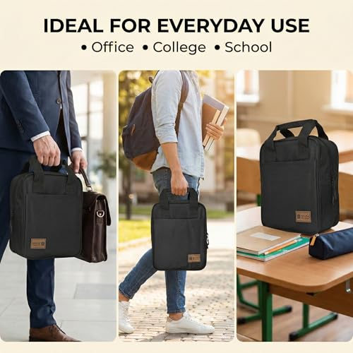 Image of SVH Insulated Lunch Bag | Leak Proof Food Safe Interior | Durable Zipper & Strong Handle Portable Tiffin Carry Bag for Office, School & Travel (Black)