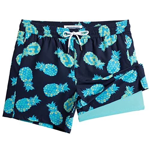 Image of maamgic 5inch Mens Swim Trunks with Compression Liner 2-in-1 Swimming Shorts Stretch Quick Dry with Zipper Pockets