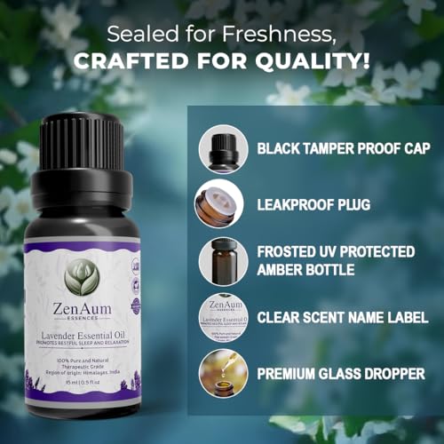 Image of 100% Pure Lavender Essential Oil | Therapeutic Grade | Calming & Relaxing Aromatherapy Oil | Skin & Hair Care | FDA Approved | GMP, IFRA, ISO Certified- 15ml Pack of 2