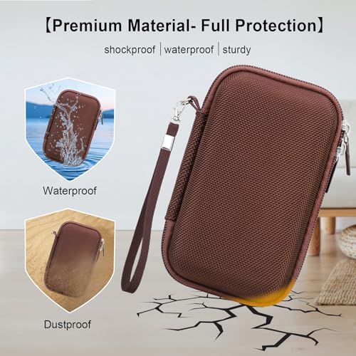 Image of Elonbo Camera Case for Panasonic LUMIX ZS99 / TZ99 / ZS80 / ZS70 / ZS300 / ZS200 / ZS100 / LX10 Point and Shoot Camera. Panasonic LUMIX Digital Camera Carrying Case. Mesh Pocket fits Battery, Coffee color