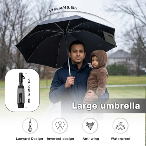 Image of PALAY Umbrella for Rain Auto Open Windproof Waterproof Umbrellas One-Button Open Folding Travel Umbrella with Aluminum Alloy Shaft, Fiberglass Ribs &Wide Strap