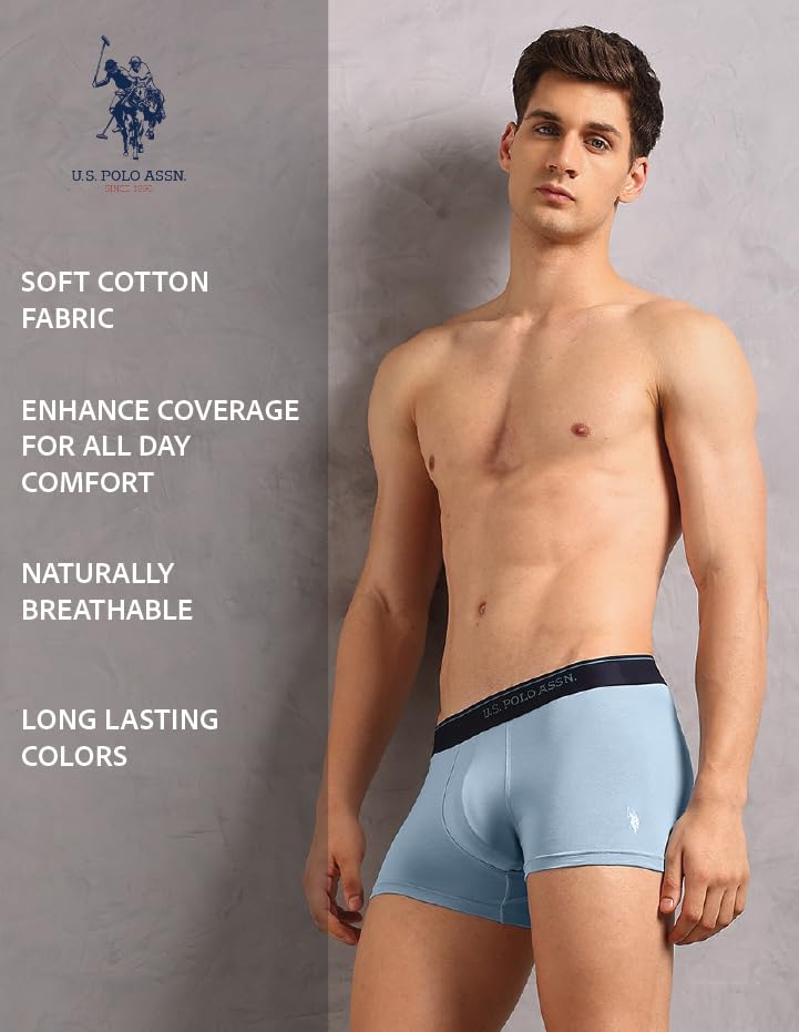 Image of U.S. Polo ASSN. Men's OET18 Cotton Stretch Breathable Underwear Trunks - Pack of 2