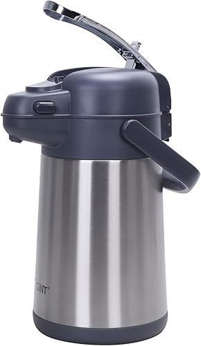 GiNT Dispensador de café Airpot de 74 onzas con bomba, jarra de café aislada para líquidos calientes, dispensador de bomba aislada al vacío de acero