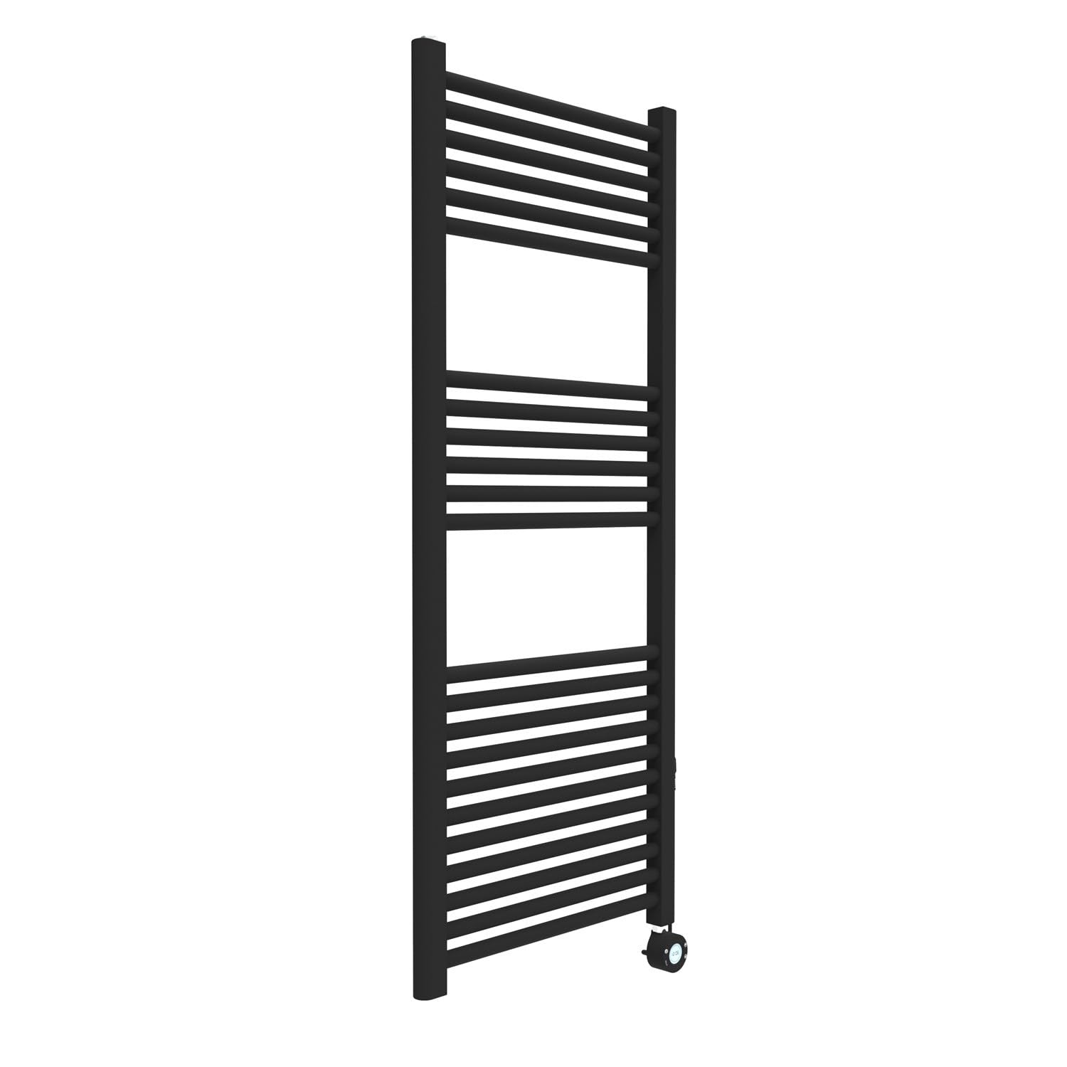 ERCOS ELETTRA Scaldasalviette Elettrico Nero Opaco con Cronotermostato Digitale Piatto per Uso Interno con Cavo Elettrico 45x50x120 cm per Bagno a Montaggio a Parete