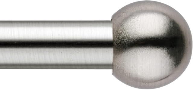 Ø16/19mm 120-210cm Extendable Curtain Pole Set with Round ball Finials. (SATIN NICKEL). Includes Rods,Ball Finials,Brackets,Fitting sets. 48-84" Single Adjustable Curtain Rod without Ring.