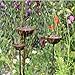 3 Pack Bird Feeder/Rain Catcher, Rusty Metal Water Catcher, Bronze Metal Bowl,Outdoor Bird Feeder Garden Stakes for Outdoor Garden, Lawn Decor(25.6inch)