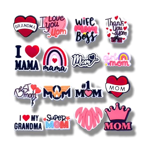 16Pcs Love Mom Shoe Charms, Shoe Decoration Party