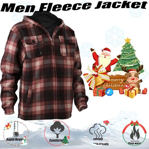 Image of LeeHanTon Mens Flannel Jacket Heavyweight Sherpa Fleece Jackets Outdoor Hiking Casual Soft Warm Coat with Pockets