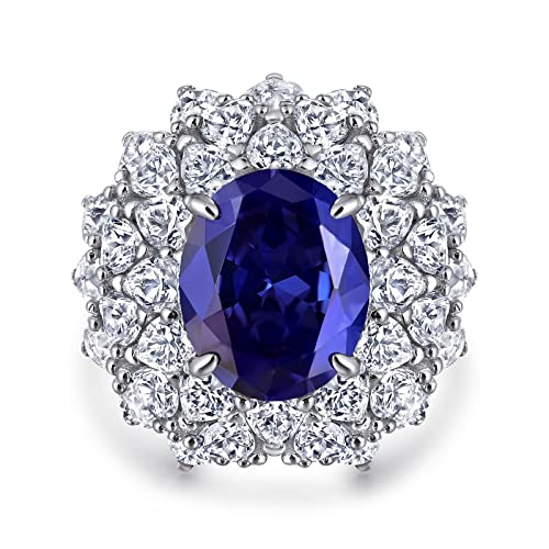 Bague femme en argent fleur bleue somptueuse, bijou floral tendance mode