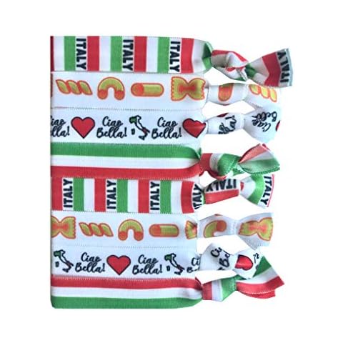 Sportigift 8 Piece Italian Hair Ties - Hair Accessories - Cute Italian Themed Elastics - Unisex Hair Ties - 8 Count Cover