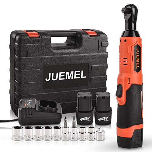 16.8V Cordless Ratchet Wrench Kit, JUEMEL Electric Ratchet Wrench 3/8" 46 N·m 400