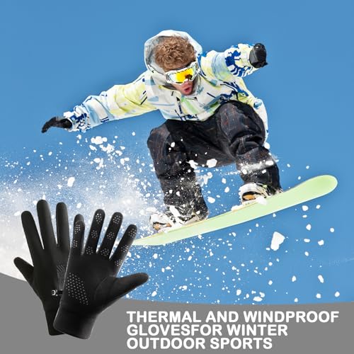 XTYMBH Winter Warm Gloves, Windproof and Waterproof Touch Screen Running Gloves, Non-slip Elastic Cuffs, for Men and Women Running Cycling Mountaineering Hiking (Men's Black, One Size) - Image 5