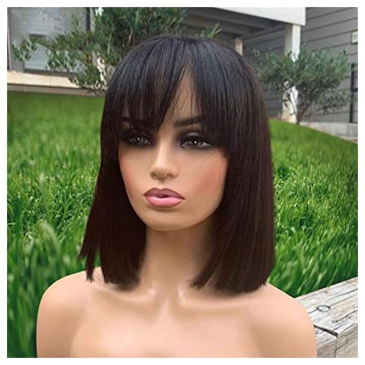 Short Bob Human Hair Wigs Brazilian Straight Wigs Remy Short Cut Wigs For Black Women Natural Color Full Machine Wigs With Bang 10Pcs/Lot 14inches