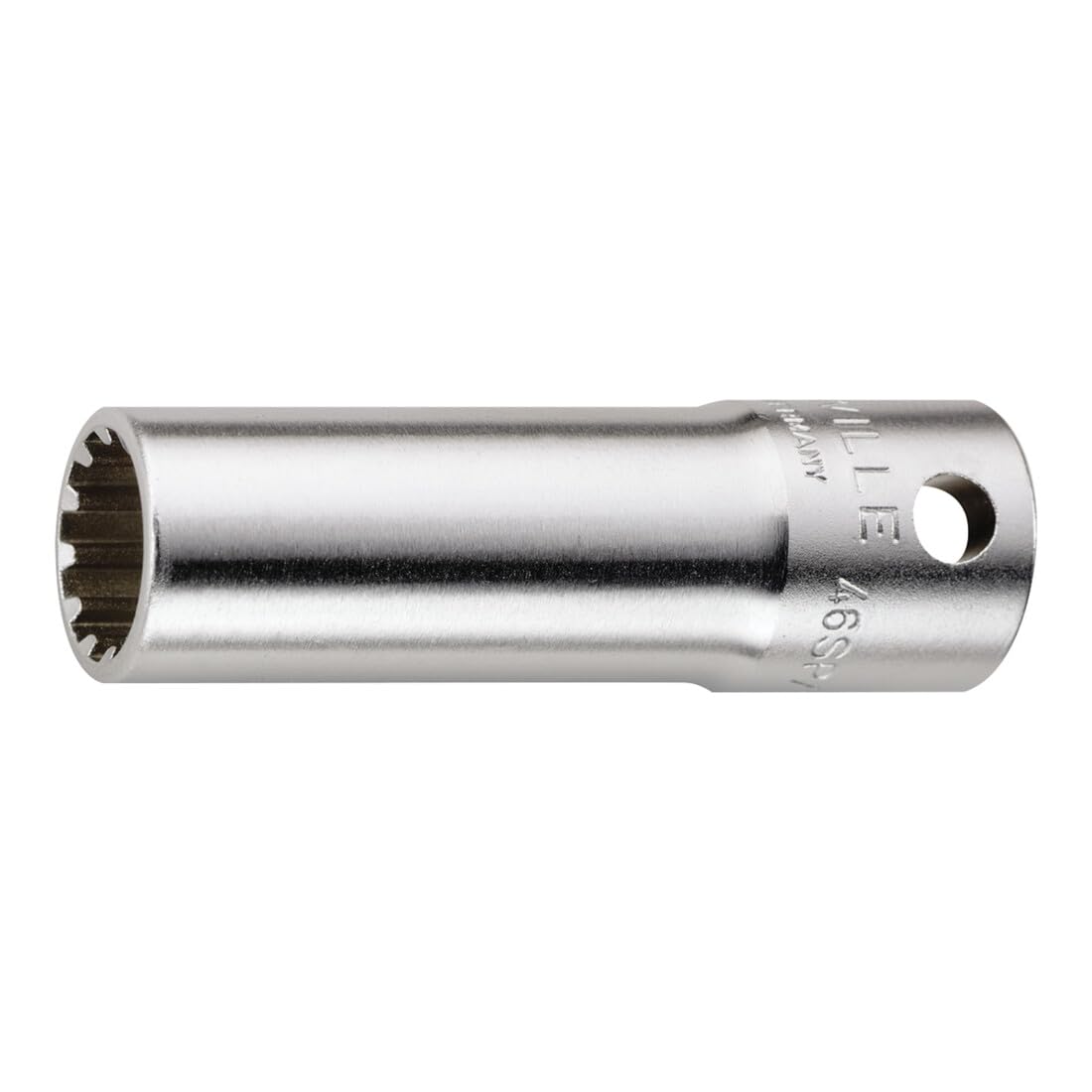 Stahlwille 02021012 3/8" Socket for External Spline-Drive Screws, Spline Size 12, 54mm Length, Deep Bolt Clearance, High-Performance Steel, Chrome-plated, Made in Germany