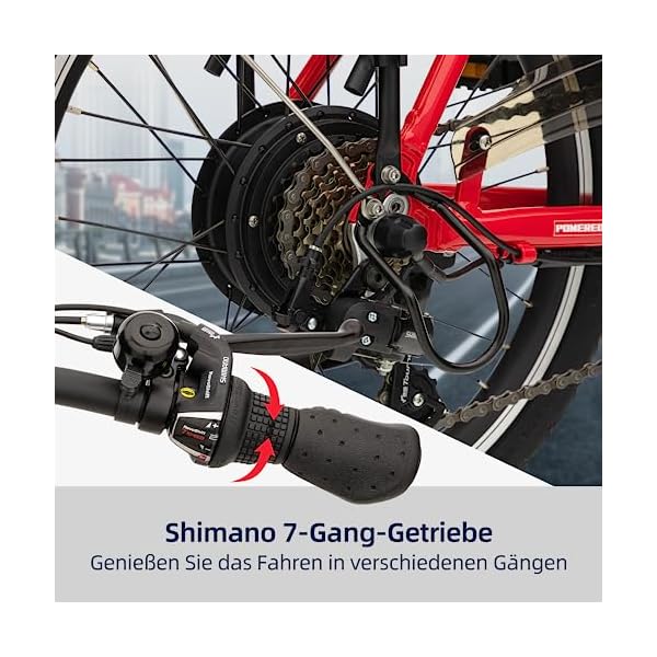 VecoCraft FOLDY-E Doppelbalken 20 Zoll klapprad e-Bike, kompatibel mit Einhell 18V 2x5.2Ah Akkus, e-Bike mit Shimano 7-Gang Schaltung mit 25 km/h 250 W Motor, 20" Aluminium klappfahrrad Erwachsene – Bild 4