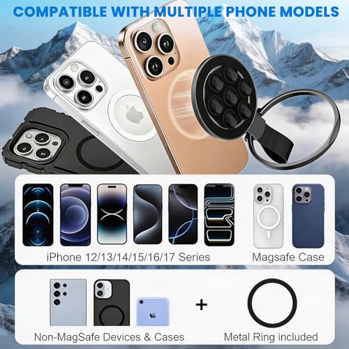 Image of ZORBES Magnet Phone Stand Grip, 360 Swivel Folding Compact Suction Cup Phone Ring Desk Stand, Magnetic Phone Ring for MagSafe Grip for iPhone 17 /16 /15 /14 /13 Pro Max Plus