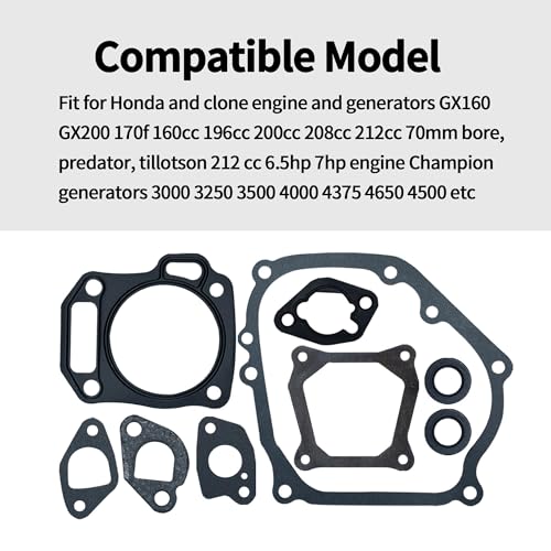 Image of 2 Packs Cylinder Head Valve Cover Carburetor Muffler Crankcase Gasket with Oil Seals Predator 212 Cc Coleman Ct200u Gasket Kit Compatible with Honda GX160 and Clone Engines & Generators