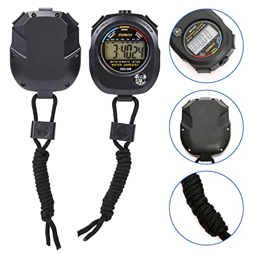 Sport Stopwatch Timer 4 Pack Digital Sports Stop Watch Timers Watches Chronometre With Calendar Alarm Hand Held Coaches And Referees Multi-Function Electronic Stopwatches For Curling Running Swimming #TOP1