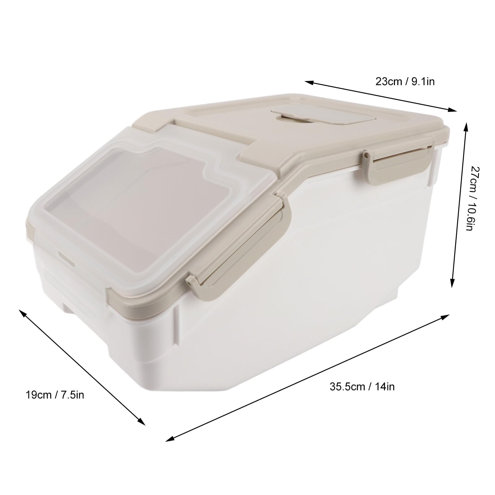 Contenedor de Almacenamiento de Arroz con Tapa, Impermeable, Espesado, Incluye Taza Medidora, para Cocina