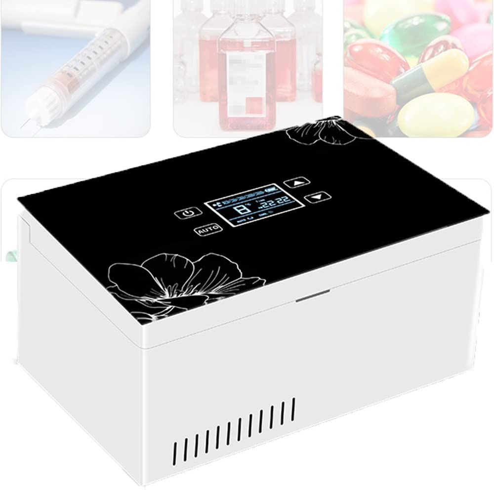 DHJY Mini Nevera para Medicamentos Insulina Eléctrica Refrigeración Inteligente Recargable Coche Nevera Pequeña Portátil para Mantener La Medicación para La Diabetes 0-18 Grados,1Battery