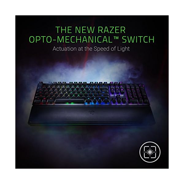 Razer Huntsman Elite (Purple Switch) - Gaming Keyboard with Opto-Mechanical Key (Multi-function Numeric Button, Integrated Hybrid Memory, RGB Chroma, Ergonomic Wrist Rest) - UK Layout | Black - Image 3