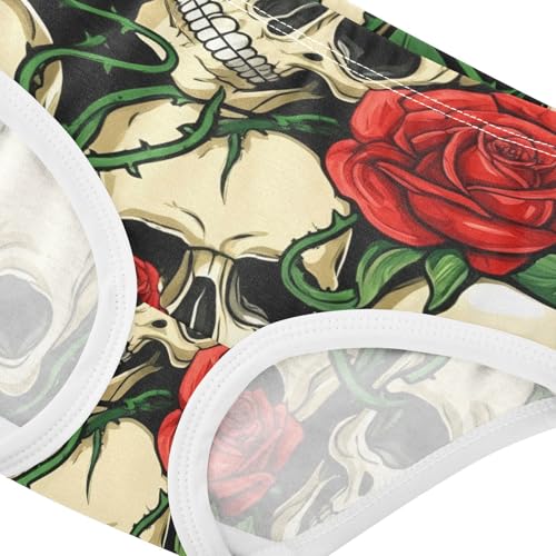 Skulls Red Roses Green Leaves Cute Panties Girl Girls Underwear Toddler Cotton Stylish Briefs Underpants 2t4