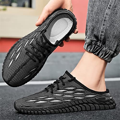 Men's Mesh Slipper Outdoor Flying Casual Street Slippers Lightweight Breathable Flat Sandals Slip On Shoes Men(D,39 Code)4