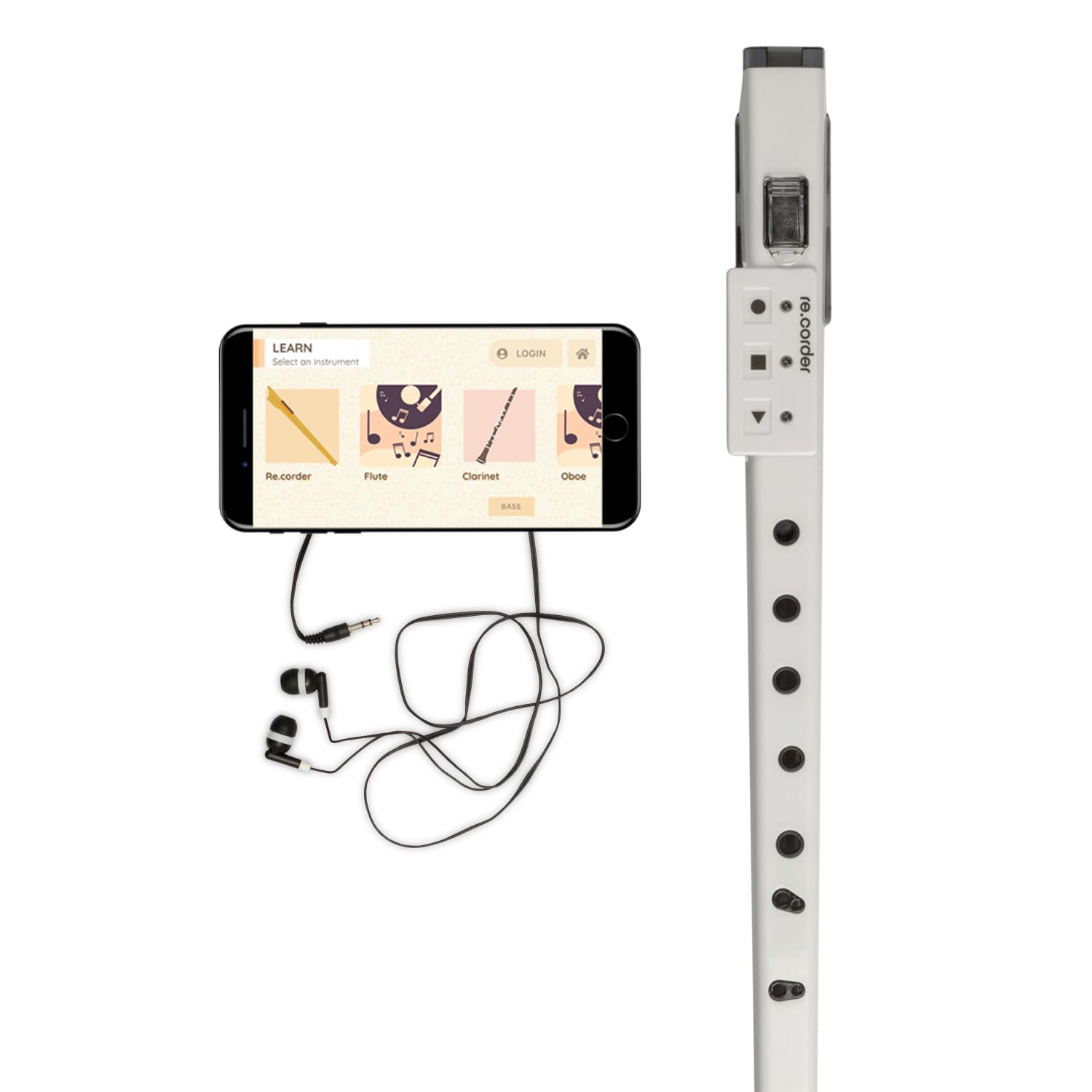Artinoise RE.CORDER FLUTE WH - Flauto Dolce Soprano Elettronico con Midi e Wireless, Bianco (RE.CORDER FLUTE WH - BIANCO)