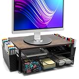 1 pièce MIUUIPI Support de moniteur, organiseur de bureau avec tiroir et 2 porte-stylos, support de rangement, rehausseur d\'écran pour bureau, rehausseur d\'écran pour la maison, le bureau