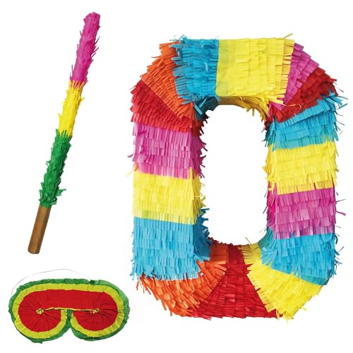 Party Factory Pinatas Numbers Set 0-9 + Stick + Eye Mask Kids Birthday Pinatas 16.68 x 13.77 x 3.14 inches Decoration Birthday Decoration (0)