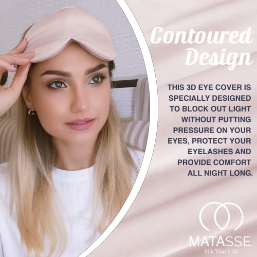 Matasse Silk Your Life Silk Eye Sleeping Mask With Adjustable Strap - 3D Contoured Eye Mask For Sleeping, Eye Cover Sleep Mask W/Silk Covered Strap For Women, Men, Genuine Mulberry Silk, Pink #TOP1