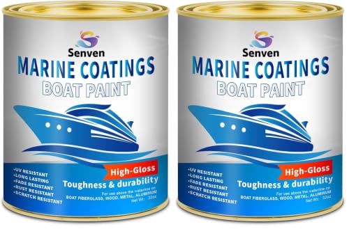 Image of SENVEN Boat Paint, 35 Oz, Gloss White, Marine Boat Topside Bottom Enamel Marine Paint for Boats, Wood, Fiberglass, Aluminum, Metals, Oil-Based Epoxy White (Pack of 2)